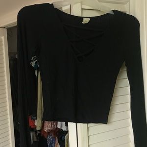 Black criss cross crop top